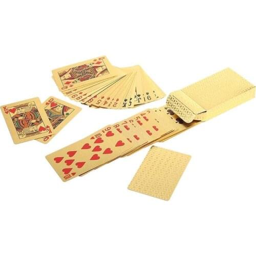54PCS Gold Playing Card Waterproof Poker Cards Plastic PET Poker Card Novelty Poker Game Tools for Family Game Party
