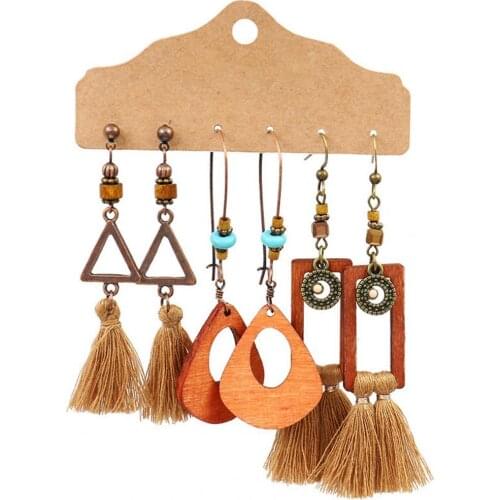 70% Hot Sale! 3 Pair Earrings Retro Style Tassel Design Alloy Women Fashion Dangle Earrings for Gifts Earrings Tassel Earring