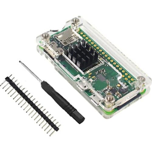 Acrylic Case 4 In 1 Kit For Raspberry Pi Zero Acrylic Cover Shell+Aluminum Heat Sink+GPIO 40 Pin Connector+Screwdriver