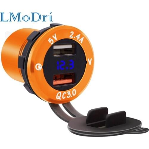 LMoDri Car Quick Charger QC 3.0 Power Adapter Dual USB Vehicle DC 12 V-24 V Cigarette Socket Lighter For iPhone Android
