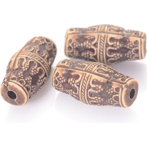 50 Pcs Retro Vintage Inspired Ethnic Oval Acrylic Antique Design Spacers Beads For Diy Bracelet Jewelry Making Golden Retro