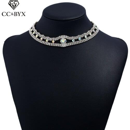 CC Necklace for Women Chocker Shine Rhinestone Wedding Accessories Bridal Fashion Jewelry Elegant Party Fine Gift Wholesale xs17