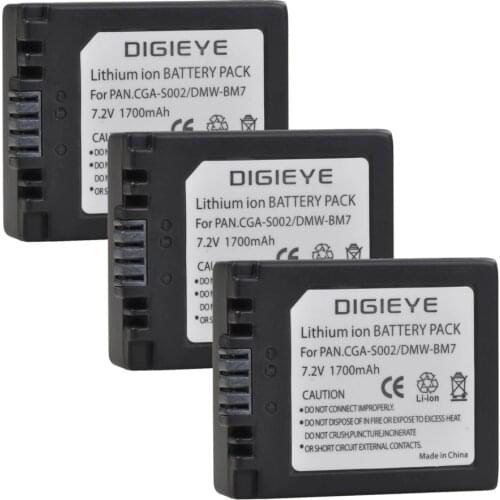 CGA-S002, CGA-S002A, CGA-S002E, DMW-BM7 Li-ion Battery for Panasonic Lumix DMC-FZ1, FZ2, FZ3, FZ4, FZ5, FZ10, FZ15, FZ20 Camera