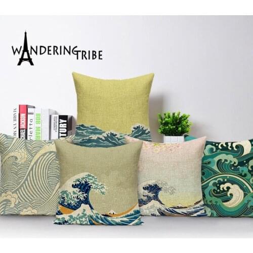 Marine Style Cushions Cover Striped Waves Living Room Pillows Case Ocean Pillowcases Nordic Sofa Car Cushion Covers Kissenbezug