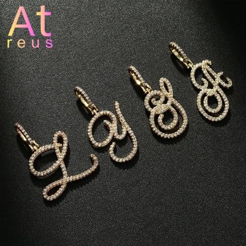 Customized Name Hip Hop Jewley Gold Color Copper White Cubic Zirconia Single Artistic Font Letters Pendant For Men Or Women