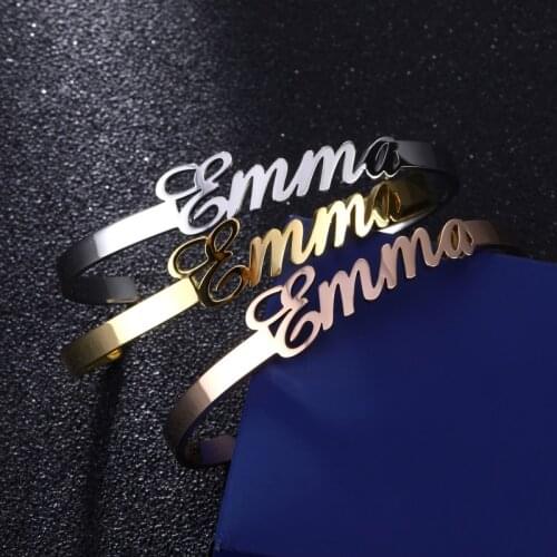 6mm Width Stainless Steel Personalized Customized Bracelet for Women Custom Name Bangles Jewelry Couple Gift