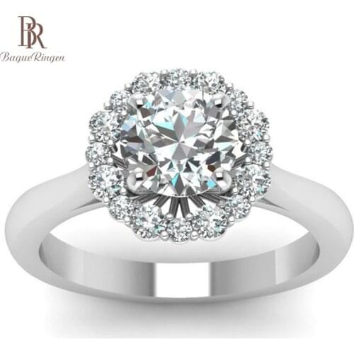 Bague Ringen 100% Real S925 Sterling silver Ring Created Moissanite Diamond Ring Classic Simple Proposal Ring Fine Jewelry Gift