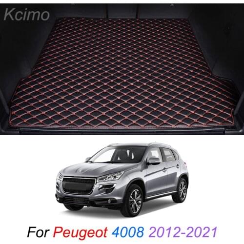 Custom Leather Car Trunk Mats For Peugeot 4008 2012-2021 Rear Trunk Floor Mat Tray Carpet Cargo Liner Accessories