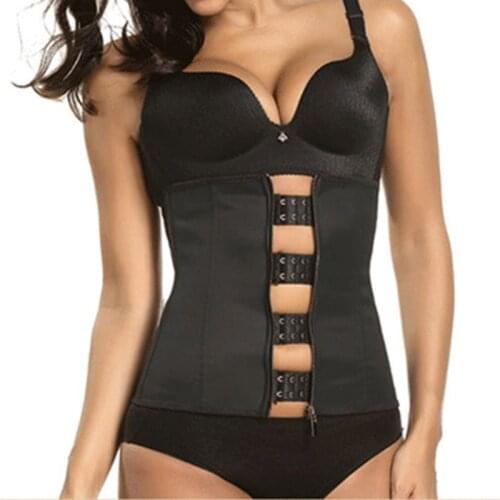 XXS-6XL Latex Waist Trainer Body Shaper Hook Zipper Bustiers Waist Cincher Tops Slimming Shapewear Underbust Clip Black Women
