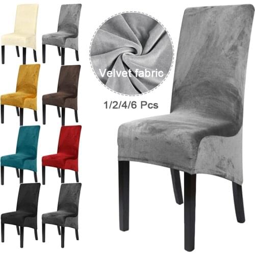 Leorate 12 Solid Colors Soft Plush Chair Cover Stretch High Long Back Slipcovers For Christmas Hotel Dining Decoration Office