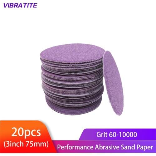 20pcs 3Inch Purple Wet Dry Sanding Sheets High Performance Abrasive Sand Paper for Wood Furniture Finishing Metal Auto Polishing