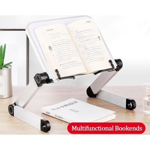 Multifunction Bookends 360 Degree Adjustable Book Reading Shelf Alloy Bookshelf Laptop Holder Stationery Kids Posture Correction