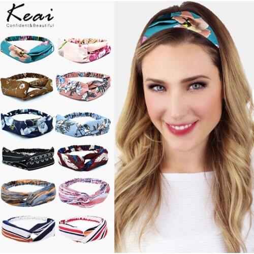 Fashion Women Girls Scrunchie Elastic Hair Bands Print Headbands Vintage Cross Turban Bandage Bandanas HairBands Hair Accessorie