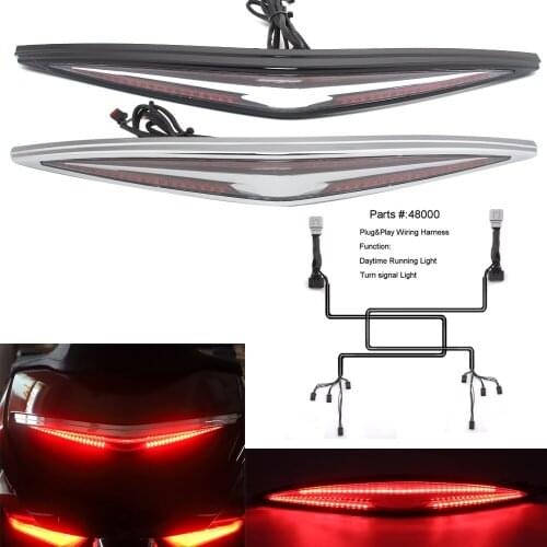 Motorcycle Black Chrome Turn Signals Brake Running Lamp Trunk Spoiler LED Tail Light For Honda Goldwing GL1800 GL 1800 2018-Up