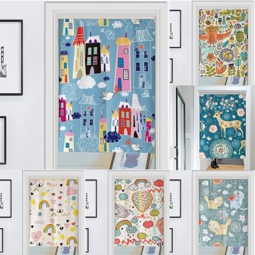Cartoon Cotton Line Door Curtain Bedroom Bathroom Partition Curtain Children Room Decorative Household Blackout Curtain