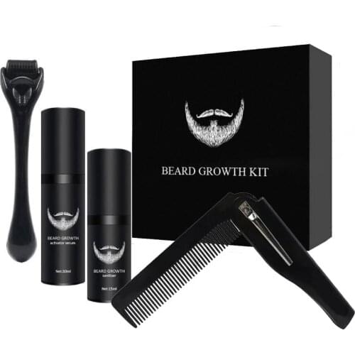 Beard Growth Kit Hair Growth Enhancer Thicker Oil Nourishing Leave-in Conditioner Beard Comb Growth roller