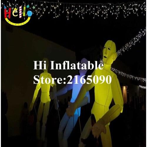 3.5 m high parade custom inflatable puppet inflatable white man with LED lights for event show props