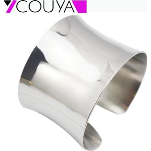 COUYA 2017 New Fashion plain cuff bangles in stainless steel material shiny fashion women wide cuff bangle bracelet
