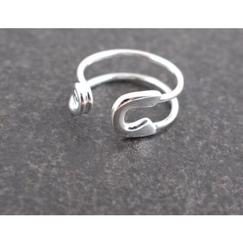 Wholesale 30pcs/lot Adjustable Small Safety Pin Ring Personalized Punk Rings Women Men Jewerly Can Mix Color