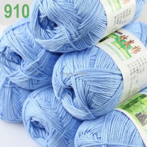 Lot of 6 Skeins Super Soft Natural Bamboo Cotton Knitting Yarn SkyBlue 910