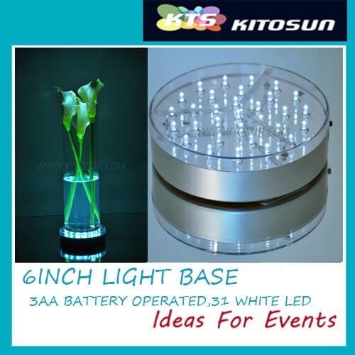 Sale E-LUMINATOR 6" SLEEK SILVER FINISH 31WHITE LED LIGHTS BASE Vase decor finely processed led light base