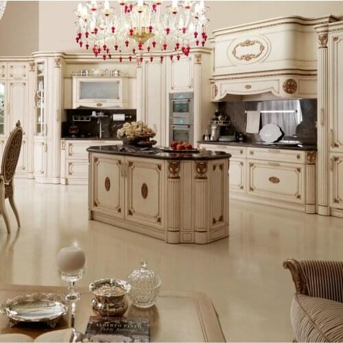 Luxury White European Solid Wood Kitchen Cabinets