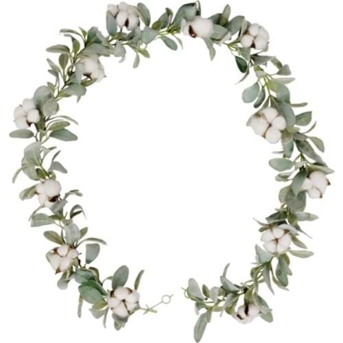 Rattan Fake Flower Artificial Vine Decor Flocking Lambs Ear Leaf Round European And American DIY Cotton Wall-mounted 185cm Home