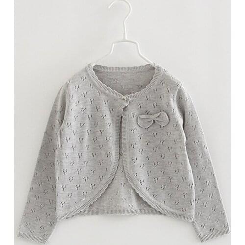 Pink Baby Girls Cardigan Sweater Spring Jacket Bow Gray Long Sleeve Baby Girl Outerwear Baby Clothes For 6 to 24 Month 205018