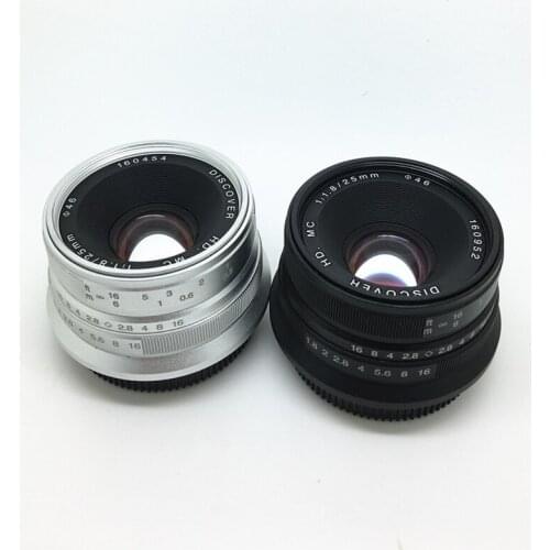 Black/Sliver 25mm F/1.8 HD MC Wide Angle Manual Focus Lens for Sony NEX E-mount Camera A7 A7RII A7SII A6500 A6300 A6000 NEX-7