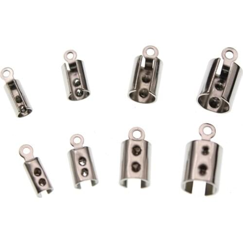 50pcs Stainless Steel Cords Crimp End Beads Caps For Jewelry Making Bracelet Necklace Jewelry Findings Connectors DIY