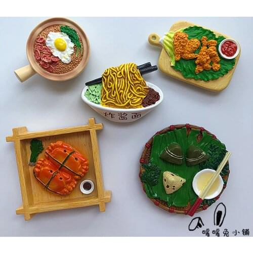 Lovely honey rice dumplings, hairy crabs, Beijing fried sauce noodles, clay pot rice, fried chicken, resin refrigerator magnets