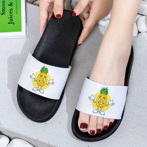 Fun Cute Cartoon Pineapple Graphic Print Women Slippers Casual Harajuku Slippers 2021 Summer Slippers For Lady Zapatillas Mujer