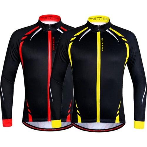 Wosawe Sport Jerseys Autumn Winter Long-Sleeved Cycling Jersey Bicycle Fleece Warm Jersey Windproof Breathable Reflective