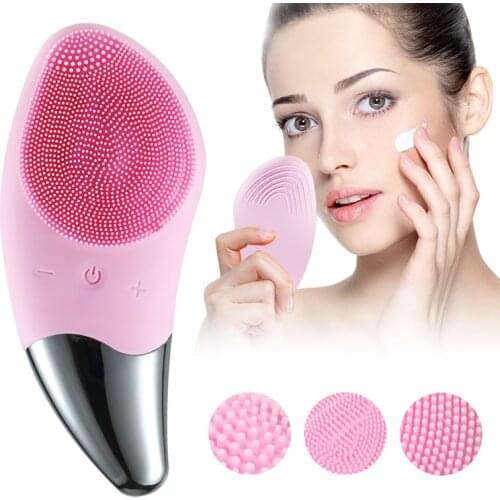 Acoustic Cleansing Brush Mini Electric Silica Gel Cleansing Brush Deep Cleansing Skin Face Massager Facial Cleansing Brush