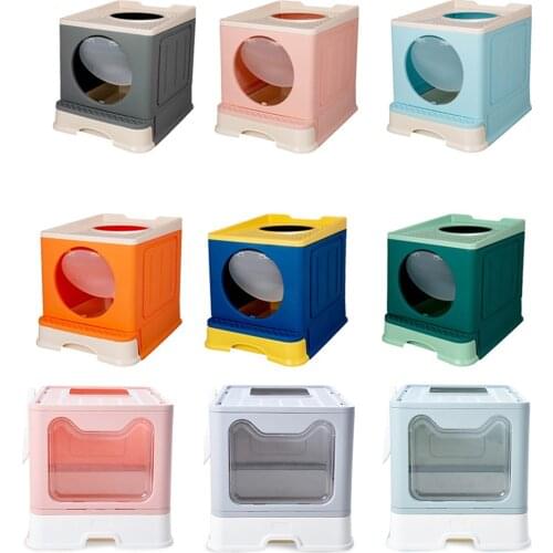 Cat Litter Box Fully Closed Pet Drawer Training Kit Plastic Toilet Foldable Kitten Splash-proof Top-entry Clean Sand Bedpan