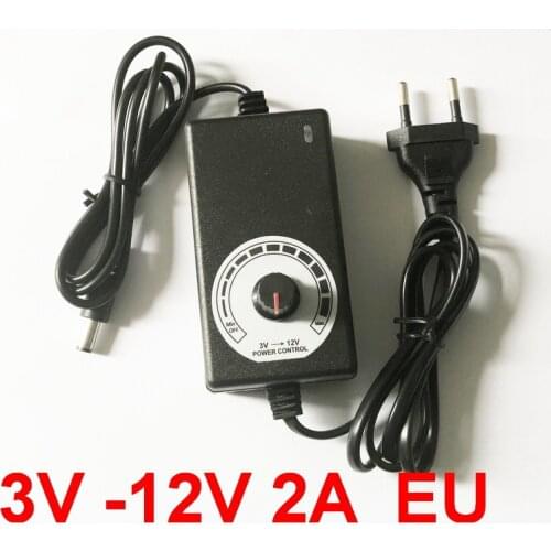 1PCS adjustable ON/OFF DC 3V-12V 2A Adapter of voltage 3V 4.5V 5V 6V 7.5V 8V 9V 10V 11V 12V 2A 24W supply adatper EU plug