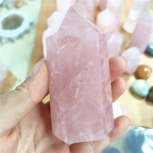 170-220g Wholesale price natural rose crystal stones healing quartz tower reiki point wand