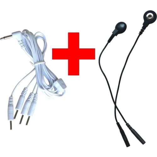 2 sets 4 In 1 Combination Replacement Electrode Lead Wire Connecting Cable For Tens Therapy Massager Electrode Socks Glove