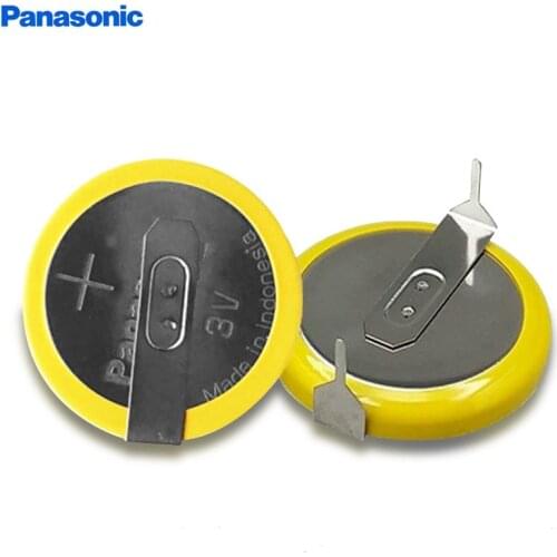 2pcs/lot Panasonic CR2032 3V Lithium Battery H type horizontal with 2 Soldering Pins Button Batteries Cell CR 2032