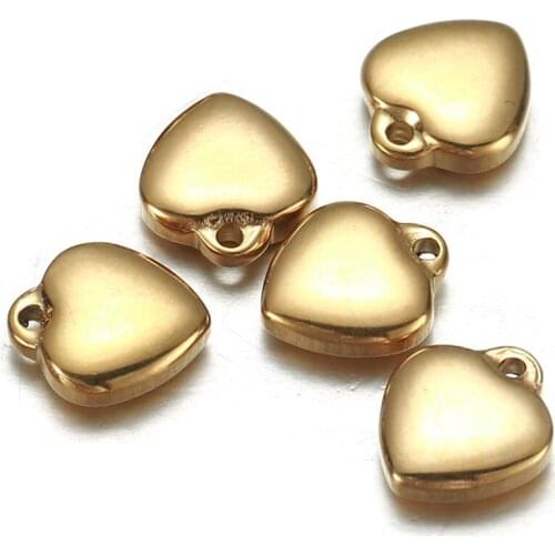 5pcs/Lot Real Stainless Steel Heart Shaped Charms Pendants for DIY Making Necklace Bracelet Accessories 10*11mm