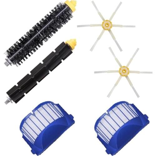6pcs Filter/Side Brush/Bristle Beater Brush Kit for iRobot Roomba 600 610 620 625 630 650 660 Vacuum Cleaner Parts