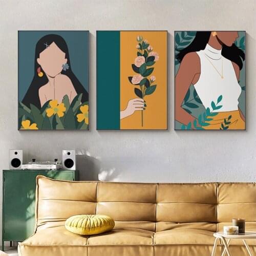 Abstract Modern Girls Figure Canvas Painting Nordic Pictures and Prints Home Decoration Wall Art Posters for Living Room