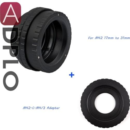 M42 Lens Adjustable Focusing Helicoid Macro Tube Adapter 17mm to 31mm + Lens Adapter Suit For M42 or C Mount Lens to M4/3 camera