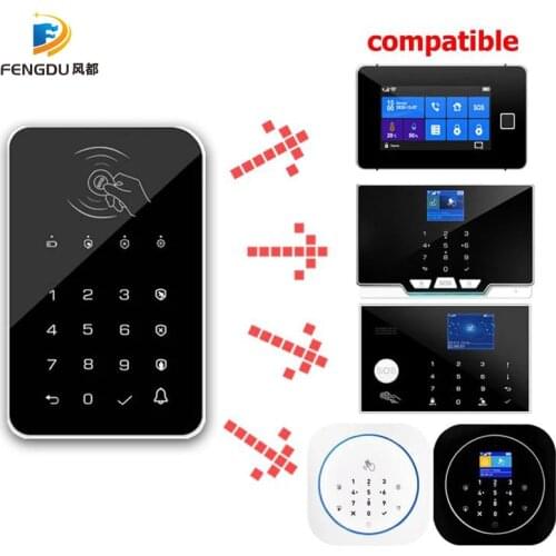 433MHz Wireless Touch Keyboard RFID Card Arm Or Disarm Password Keypad For Smart Home Alarm Host Tuya Wifi GSM Alarm System
