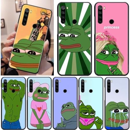 Cute Pepe Funny Frog Black Cover For Xiaomi Redmi Note 9 9S 8T 8 7 6 5A 5 4X 4 Pro Max Soft Phone Case