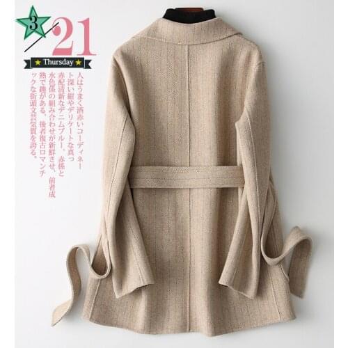 Long 2020 Womans Korean Jacket Double-sided Wool Coat Women Spring Autumn Grey Elegant Coats TLR1560 KJ2506