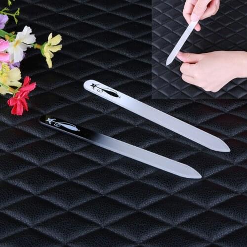 2pcs Durable Printed Double Sided Glass Nail File Manicure Polishing Buffer Sanding Profession Nail Art Tools