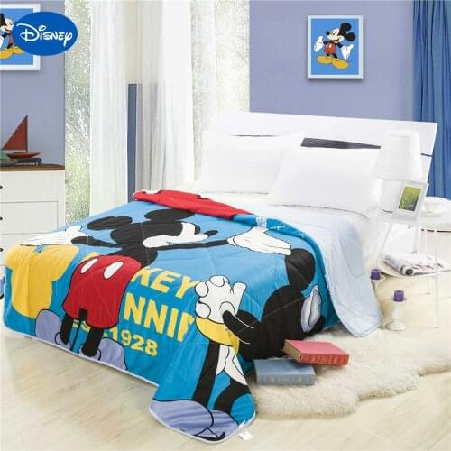 Blue Mickey Minnie Mouse Summer Quilt Comforter Baby Childrens Boys Bedding Single Twin Queen Cotton Fabric Soft Disney Cartoon