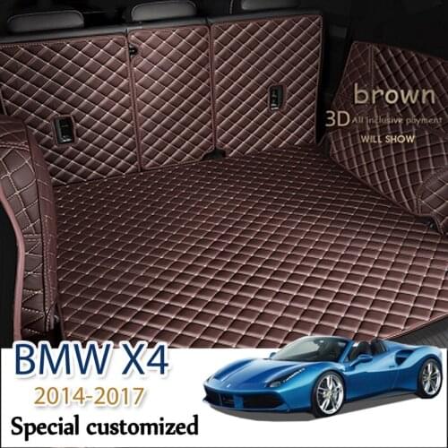 Custom Leather Car Trunk Mats For BMW X4 F26 2014-2017 Rear Trunk Floor Mat Tray Carpet Mud