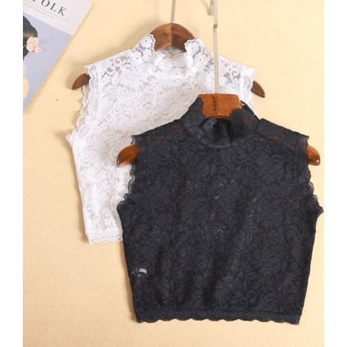 Lace Stand-up Fake Collar for Women Shirt Blouse Tops False Collar Korean Hollow Lace Embroidery Detachable Collar Decorative